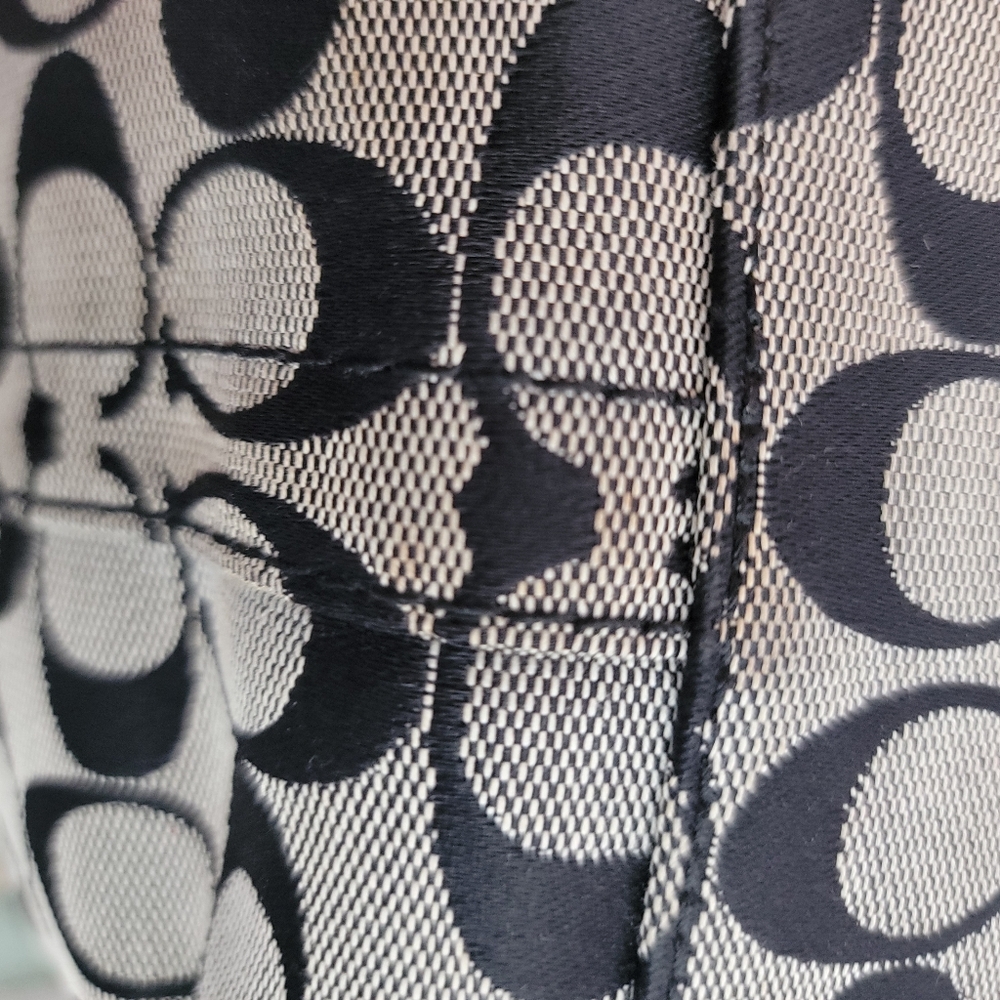 Coach Hadley Black and Gray Signature Canvas With Leather Trim Tote Bag - Picture 12 of 16
